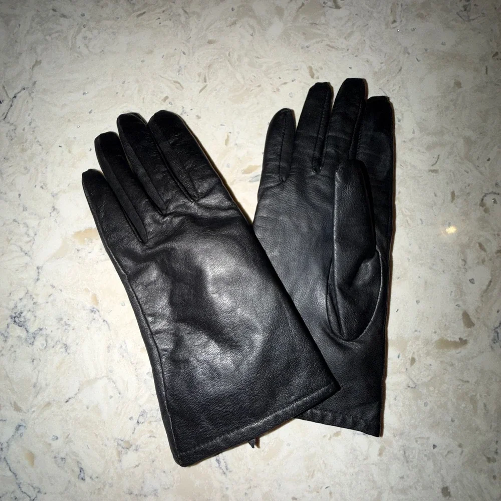 Black Genuine Leather Thinsulate Lined Winter Gloves Size 8.0 Style 880K6‎